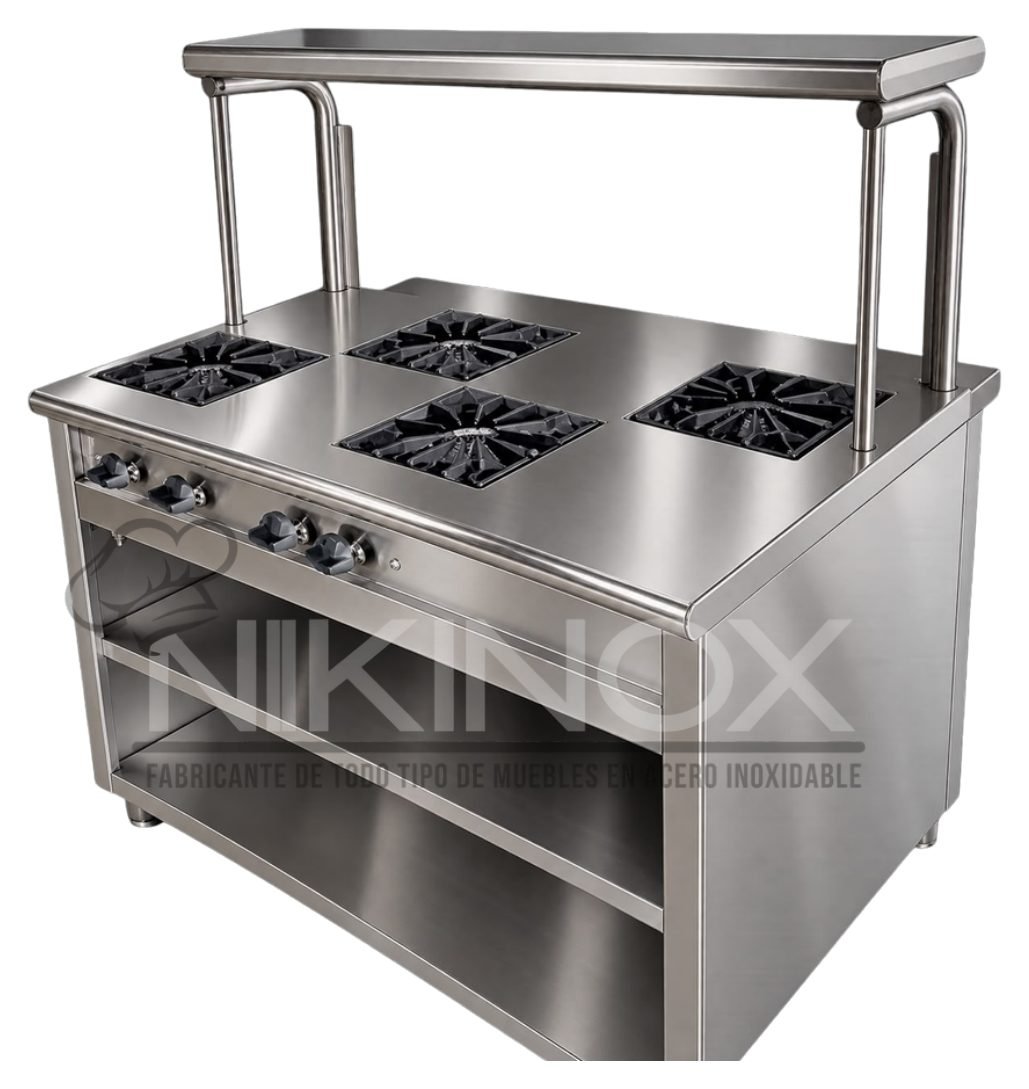 Estufa de 4 quemadores en acero inoxidable, con…