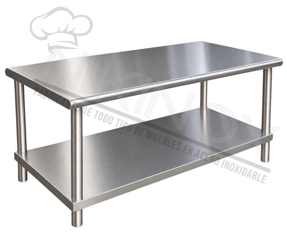 Mesa de trabajo de acero inoxidable con entrepaño NIKINOX